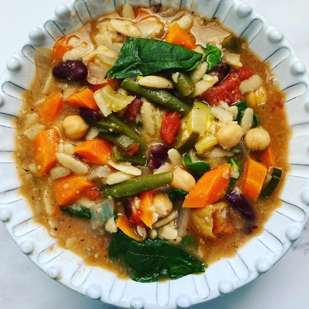 Easy Minestrone Soup in a bowl.