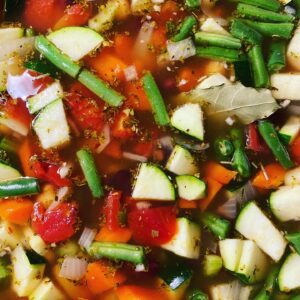Close-up photo of Easy Minestrone Soup cooking.