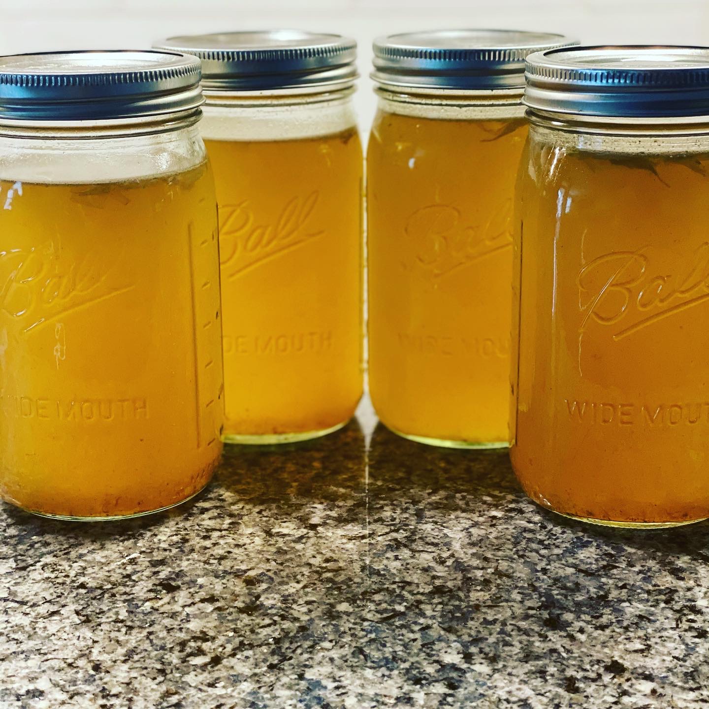 Homemade Vegetable Stock in Ball Wide-Mouth Jars (4 total)