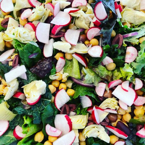 Mixed Greens Chickpea and Radish Salad