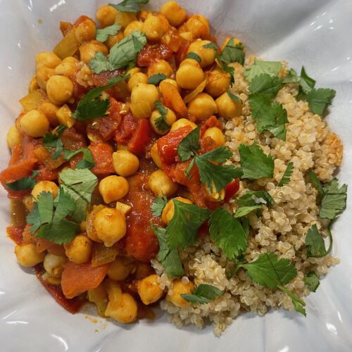 Quick and Easy Chana Masala in a bowl.